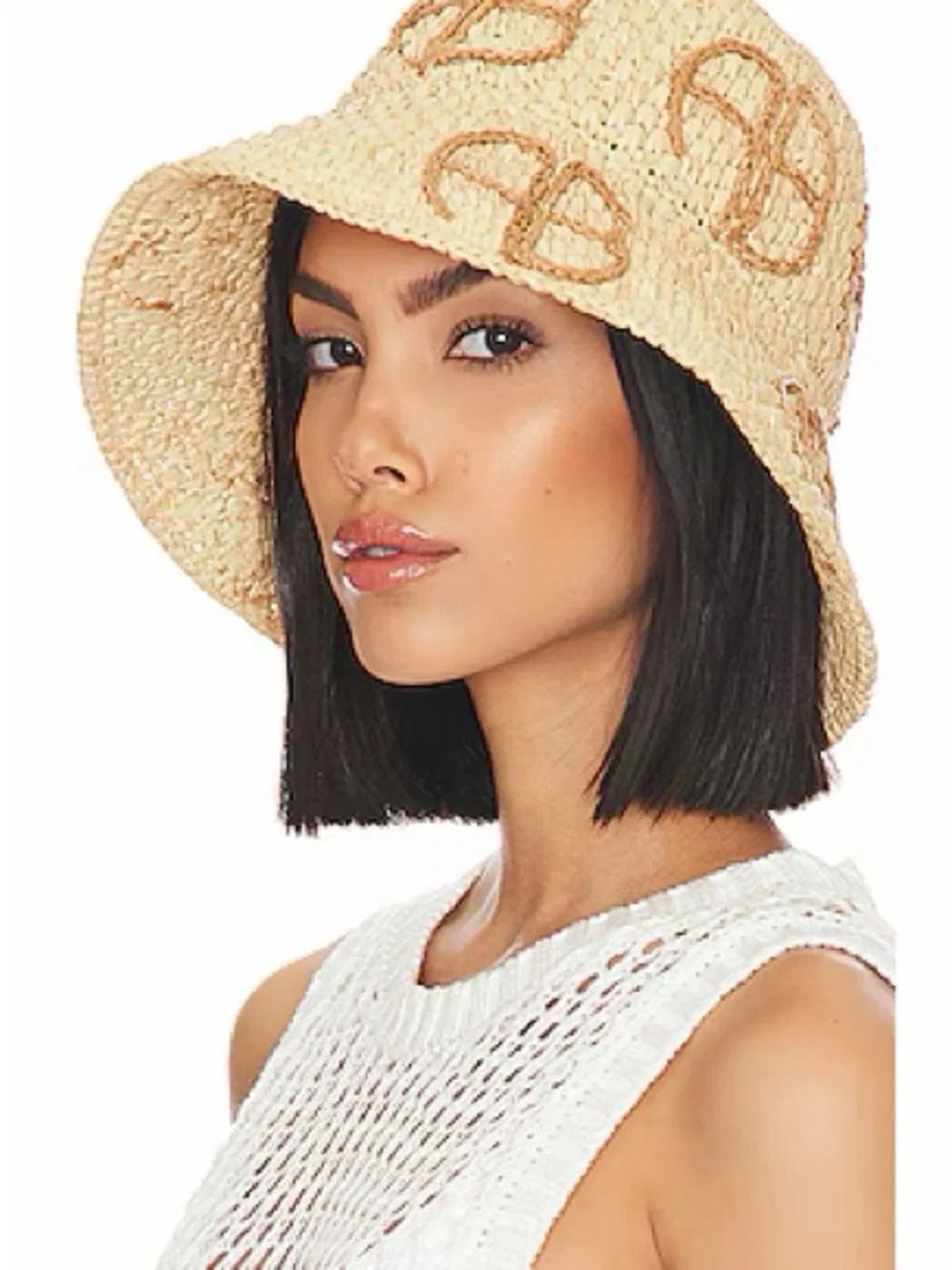 Anine Bing Natural Straw Cabana Bucket Hat
